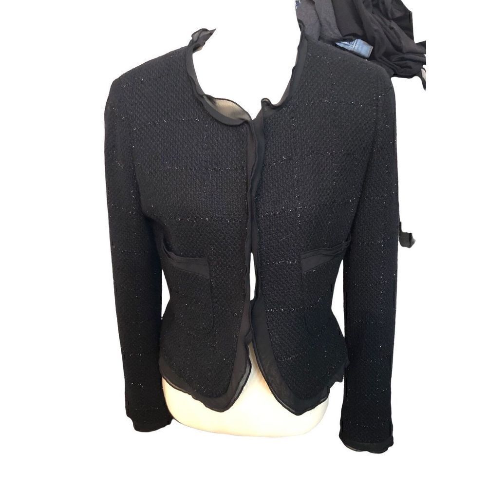 Larry Levine Signature Line black metallic steampunk retro wool blend blazer
